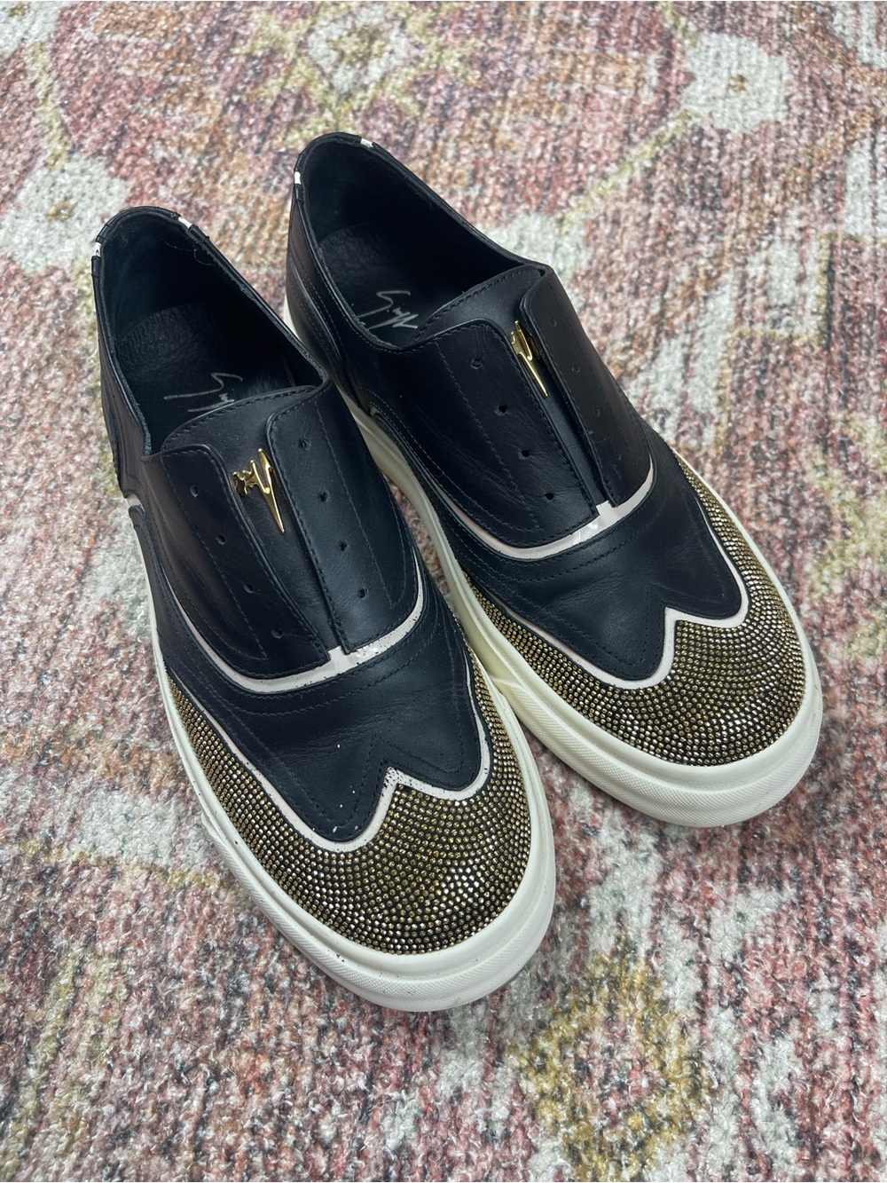 Giuseppe Zanotti Oxford Studded Leather Slip-On Sneakers Size 37.5